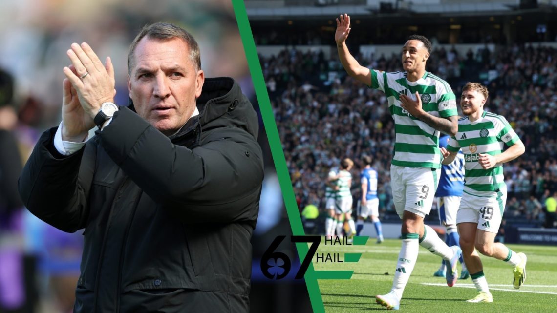 Brendan Rodgers clapping the Celtic fans and Adam Idah scoring for Celtic against St Johnstone in the Scottish Cup semi-final