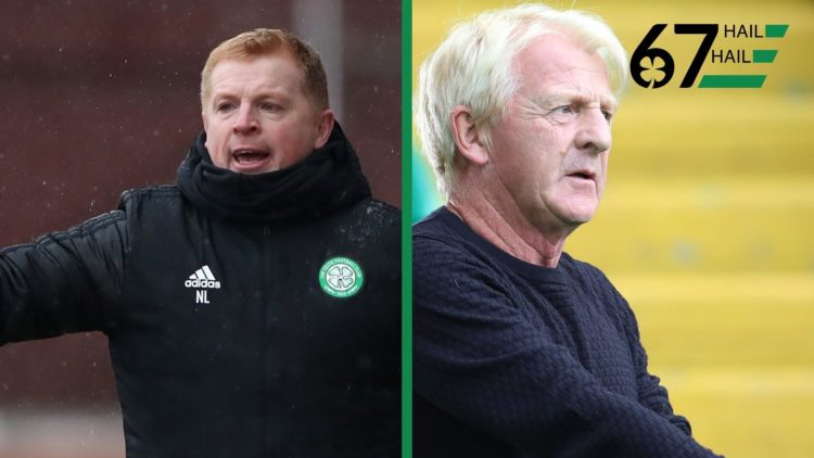 Neil Lennon as the Celtic manager against St Johnstone, including Gordon Strachan