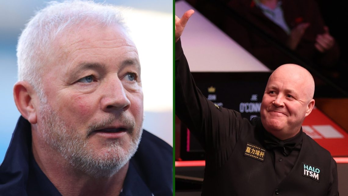 Split image of Celtic-daft John Higgins at the Crucible and Ally McCoist