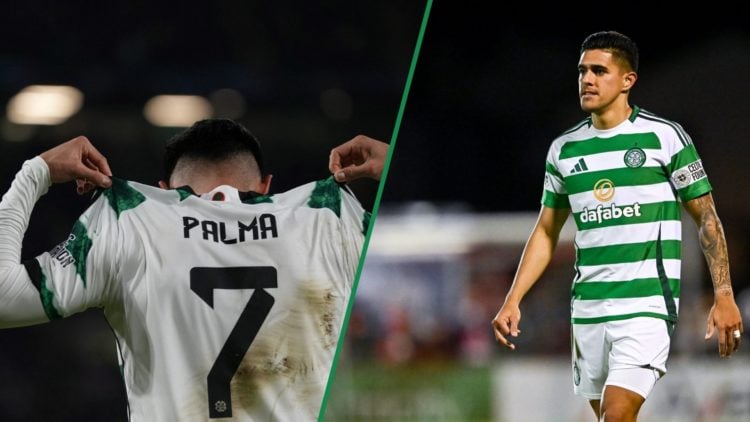 Luis Palma celebrates scoring a goal for Celtic against Feyenoord, Luis Palma in action during a mid-season friendly