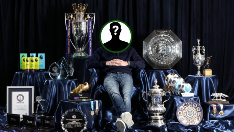 An image of Leicester City striker Jamie Vardy with mystery Celtic silhouette