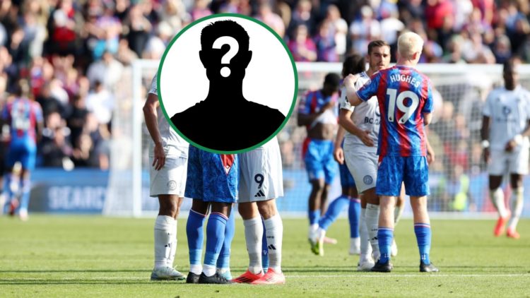 Mystery Crystal Palace and Leicester City players embrace at full-time of Premier League game