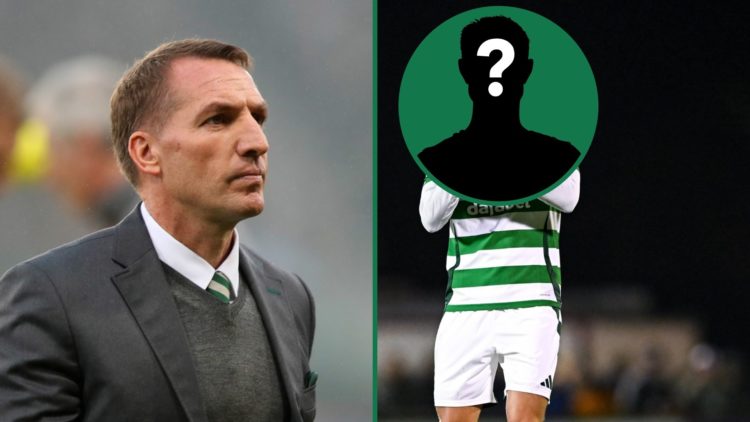 Brendan Rodgers watches on at Hampden Park, Maik Nawrocki in action during a mid-season friendly for Celtic, an inset of a mystery man