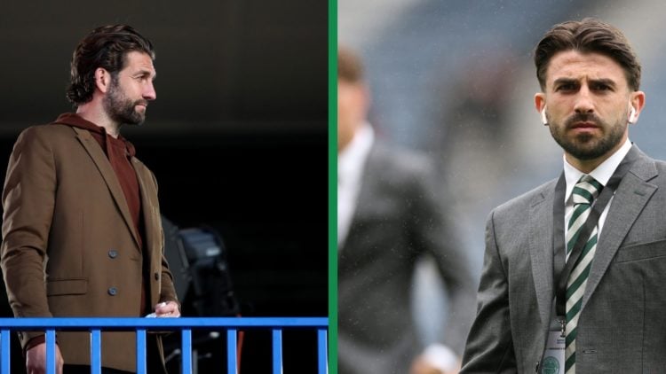 A split image of Charlie Mulgrew in attendance for a Scotland match, including Celtic defender Greg Taylor at Hampden.