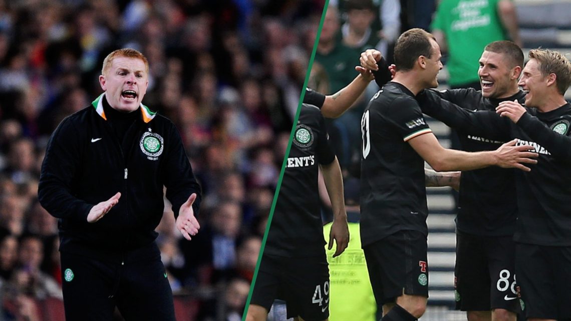 Neil Lennon encourages his Celtic side during a Champions League game, Gary Hooper celebrates scoring for Celtic against Hibernian in the Scottish Cup