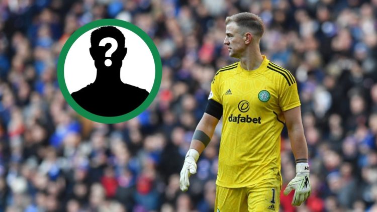 Joe Hart in action for Celtic against Rangers, including an inset of a mystery player.