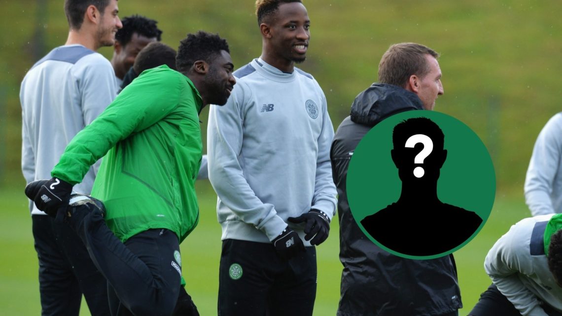 Kolo Toure warms up before a Celtic training session, inset of a mystery man