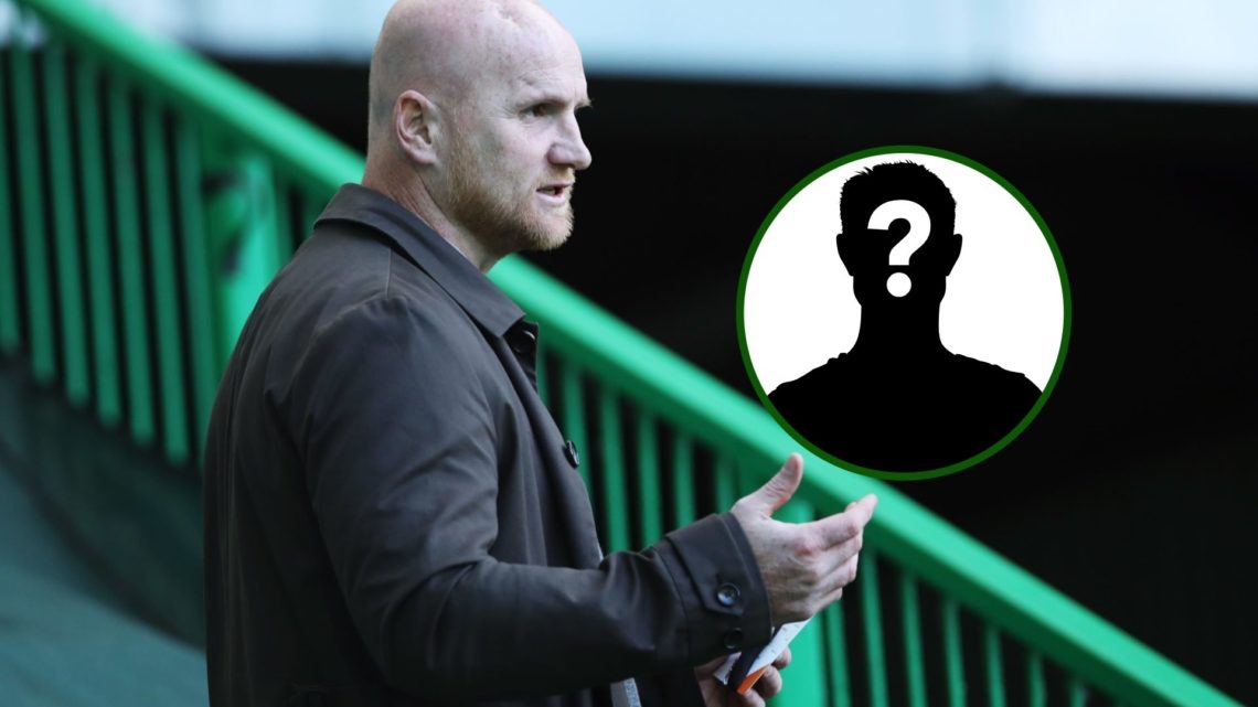Two-way image of John Hartson at Parkhead and mystery Celtic man