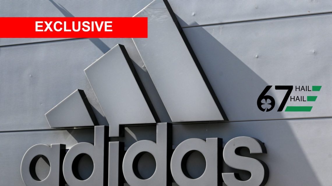Image of Adidas logo with an 'exclusive' banner and 67 Hail Hail site logo