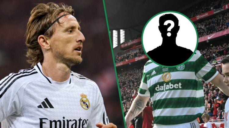 Luka Modric left and mystery Celtic figure right