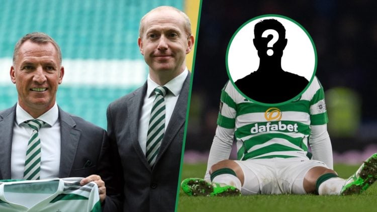 Brendan Rodgers and Michael Nicholson left with Celtic mystery man on right