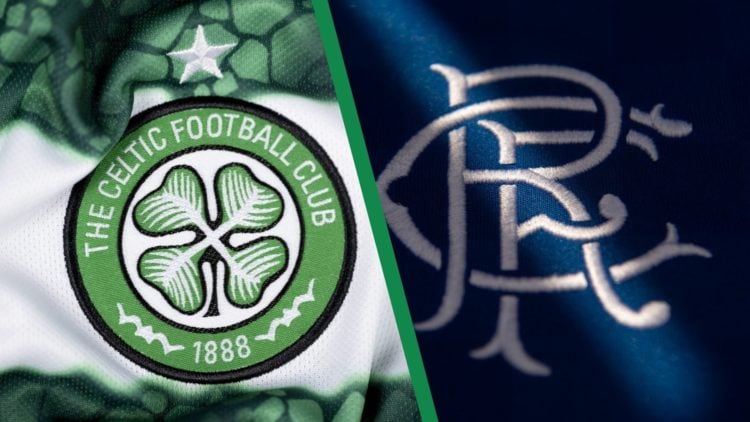 Two images of the Celtic and Rangers badges