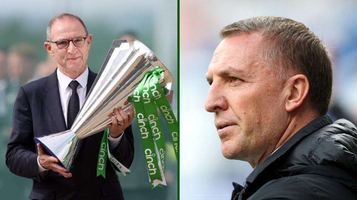 Two-way image of Celtic manager Brendan Rodgers and former Hoops boss Martin O'Neill