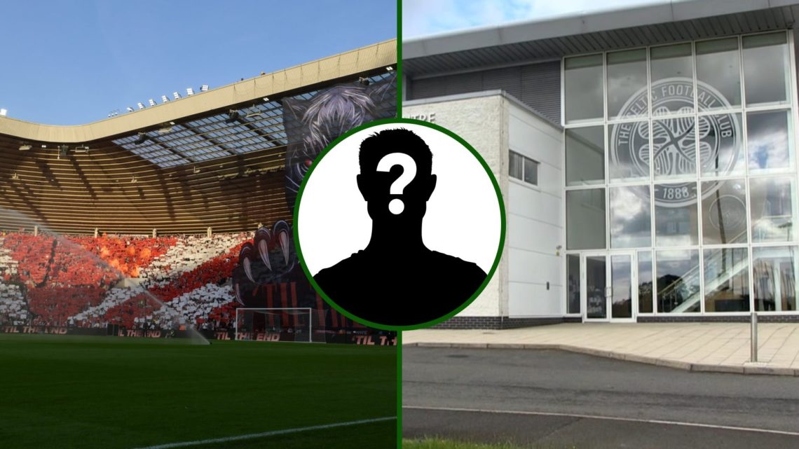 Three-way image of Sunderland's Stadium of Light Celtic's training complex and a mystery player overlay