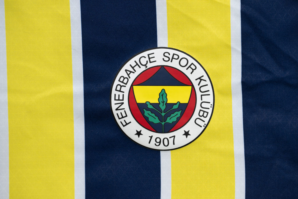 A detailed view of the badge of Fenerbahce SK during the UEFA Europa League 2022/23 Group Stage Teams Jerseys Shoot at UEFA Headquarters