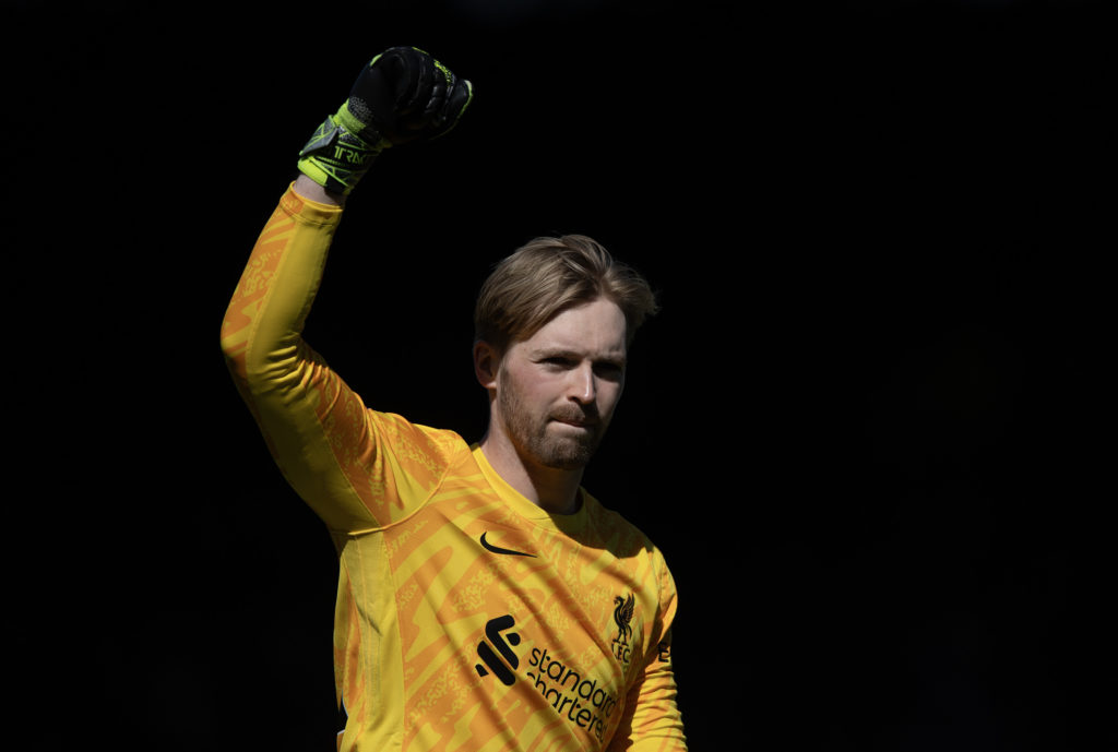 Caoimhin Kelleher in action for Liverpool against Fulham in the Premier League.