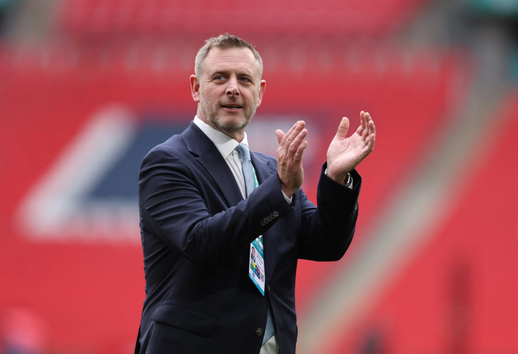 Darragh MacAnthony, Chairman of Peterborough United applauds after winning the Vertu EFL Trophy Final match between Birmingham City and Peterborough United at Wembley Stadium