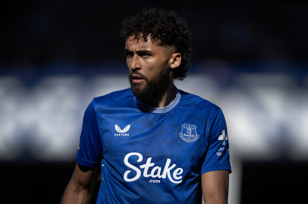 Dominic Calvert-Lewin in action for Everton during a Premier League game