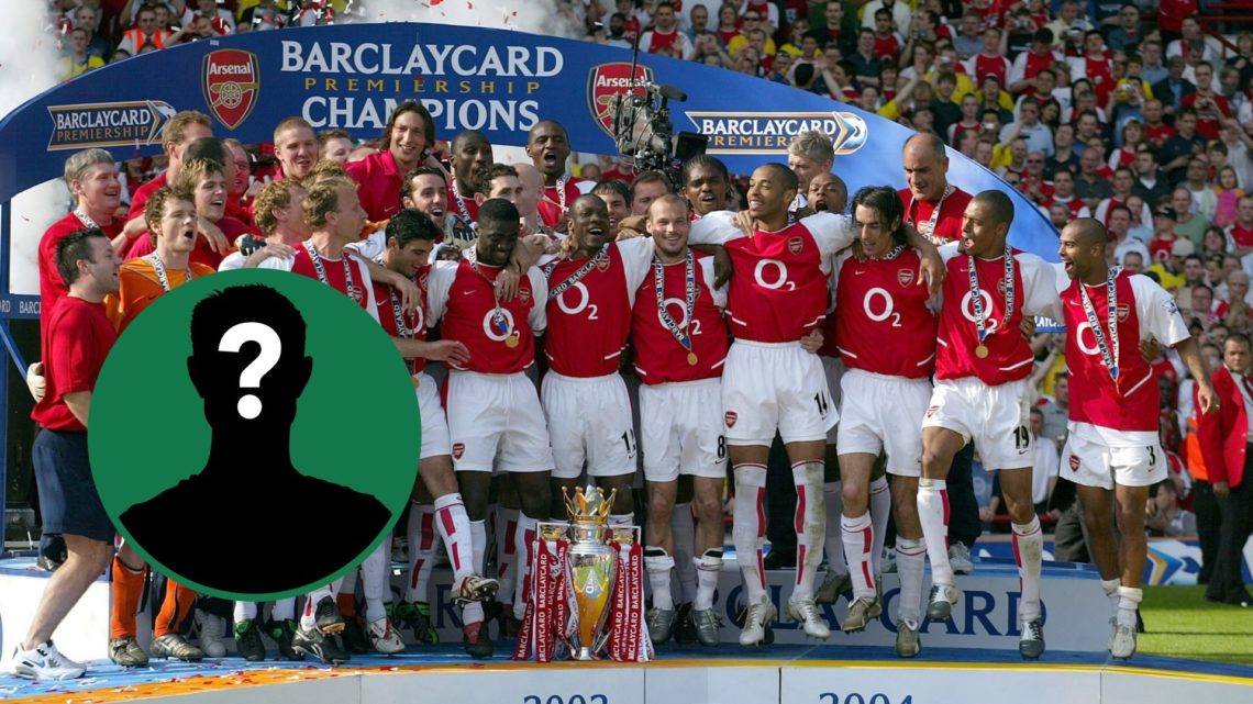 Arsenal are crowned champions of the Premiership after going a whole season unbeaten in 2004, an inset of a mystery figure