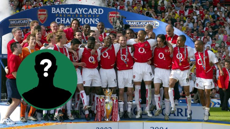 Arsenal are crowned champions of the Premiership after going a whole season unbeaten in 2004, an inset of a mystery figure