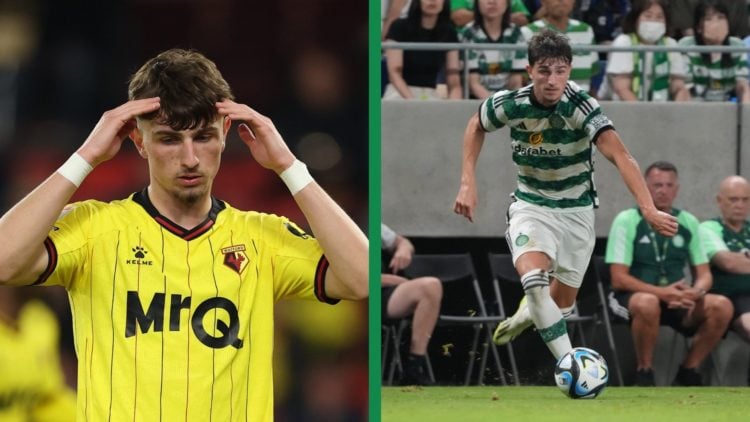 A split image of Rocco Vata in action for Watford and previously Celtic.