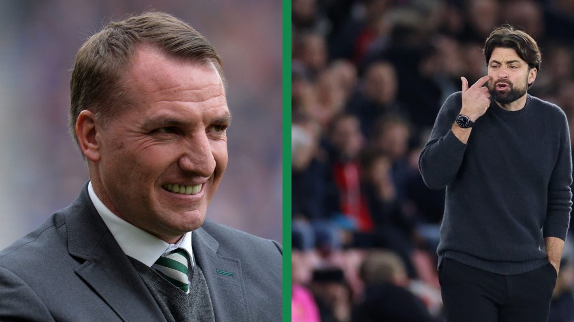 A split image of Celtic manager Brendan Rodgers, and new Rangers boss Russell Martin at Southampton.