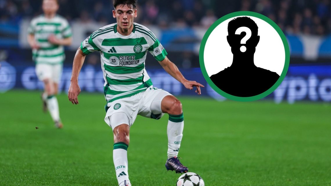 Alex Valle in action for Celtic against Atalanta in the Champions League, including an inset of a mystery player.