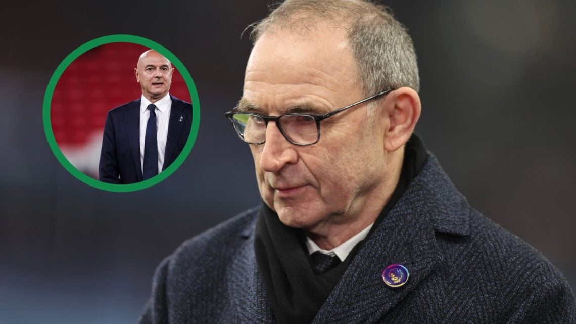 Celtic legend Martin O'Neill in attendance for Aston Villa against Manchester City, including an inset of Tottenham chairman Daniel Levy.