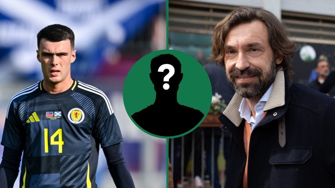 Lennon Miller of Scotland looks on during the match between Liechtenstein and Scotland, inset of a mystery man, Andrea Pirlo arrives at an awards c...