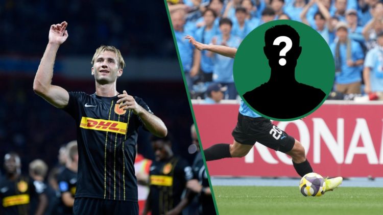 FC Nordsjaelland Benjamin Nygren in action during the UEFA Europa Conference League, Shin Yamada runs with the ball for Kawasaki Frontale