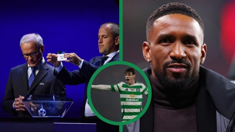 A split image of Joe Cole and Jermain Defoe, including Paulo Bernardo in action for Celtic.