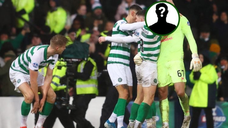 Image of Celtic legend Scott Brown congratulating Fraser Forster for another superb performance for Celtic at Celtic Park