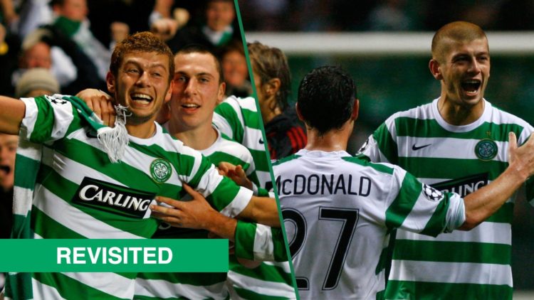 Massimo Donati of Celtic celebrates after scoring during the UEFA Champions League match between Celtic and Shakhtar Donetsk, Massimo Donati celebr...