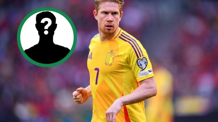 Napoli's new signing Kevin de Bruyne in action for Belgium, including an inset of a mystery player.