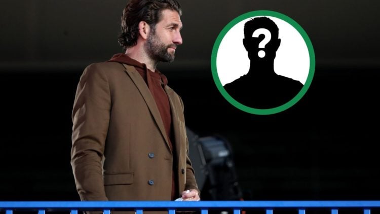 Former Celtic player Charlie Mulgrew watching on at Hampden, including an inset of a mystery player.