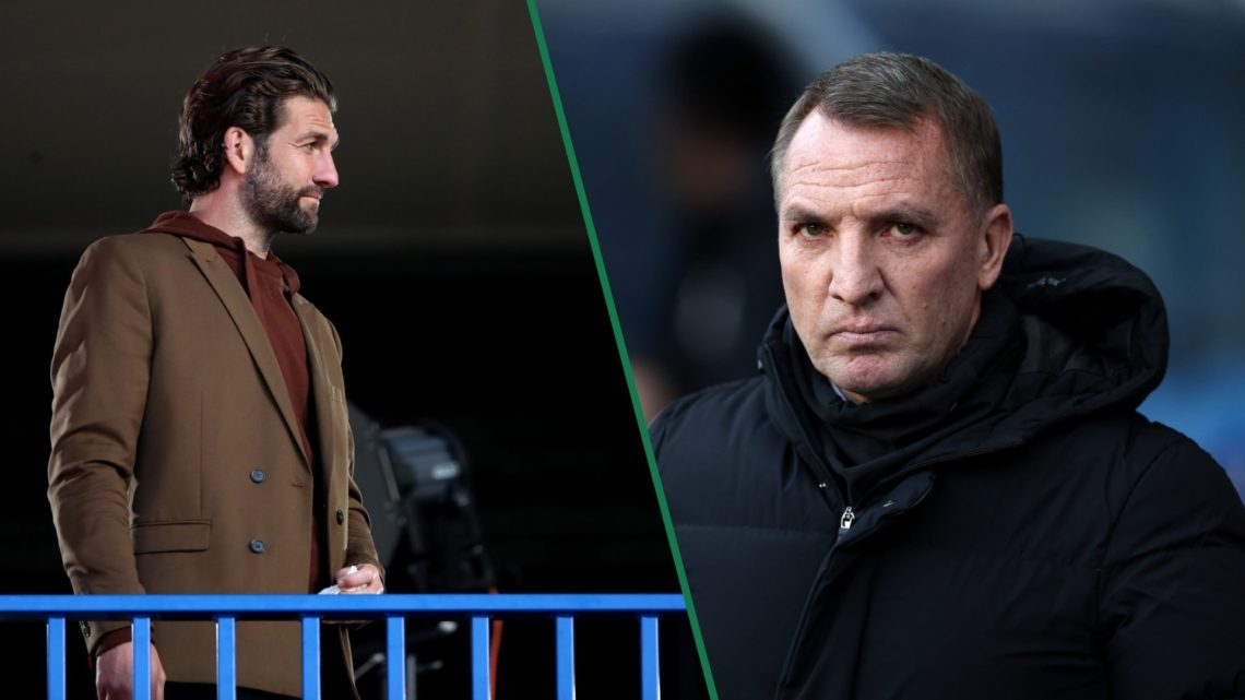 Charlie Mulgrew watches on from the gantry at Hampden Park, Brendan Rodgers looks dejected after Rangers vs Celtic