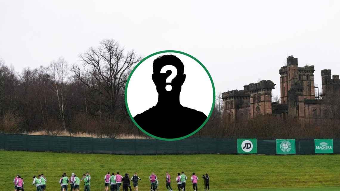 Celtic players train at Lennoxtown Training Complex ahead of a Champions League with mystery overlay centre inset