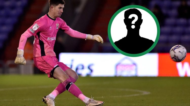 Celtic's returning goalkeeper Ross Doohan in action, including an inset of a mystery player.