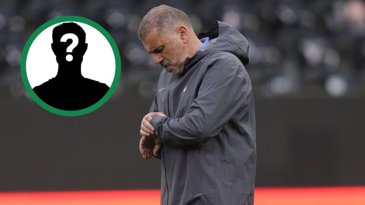 Ange Postecoglou as the manager of Tottenham Hotspur, including an inset of a mystery player.
