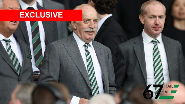 Celtic majority shareholder Dermot Desmond, Celtic chairman Peter Lawwell and Celtic CEO Michael Nicholson