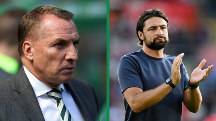 A split image of Celtic manager Brendan Rodgers, and soon to be Rangers boss, Russell Martin