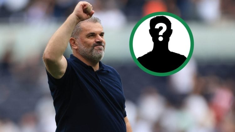 Ex-Celtic manager Ange Postecoglou in charge of Tottenham, including an inset of a mystery player.