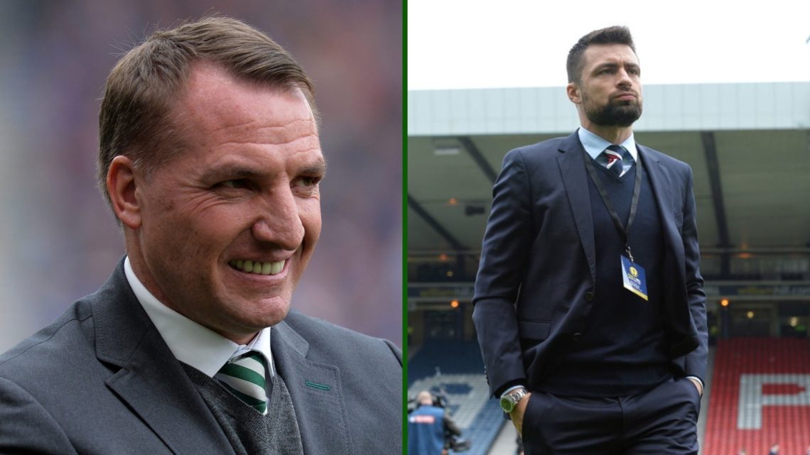 Image of Celtic boss Brendan Rodgers and Rangers manager Russell Martin prior to Celtic's huge 4-0 win over Rangers in the 2018 Scottish Cup semi-f...