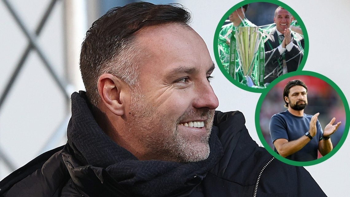 Kris Boyd on punditry duty for Rangers vs Celtic, including an inset of Brendan Rodgers celebrating Celtic's title win, and Russell Martin in charg...