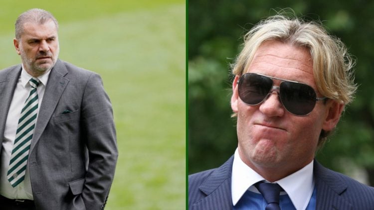 Split image of Ange Postecoglou at Celtic after beating Rangers and talkSPORT's Simon Jordan