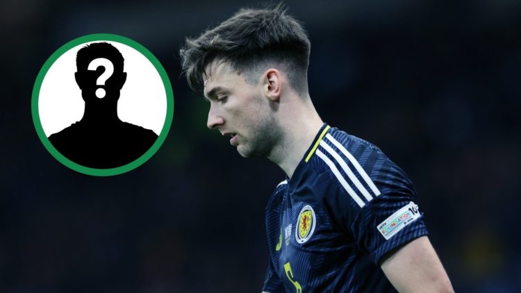Returning Celtic star Kieran Tierney in action for Scotland against Greece, including an inset of a mystery player.