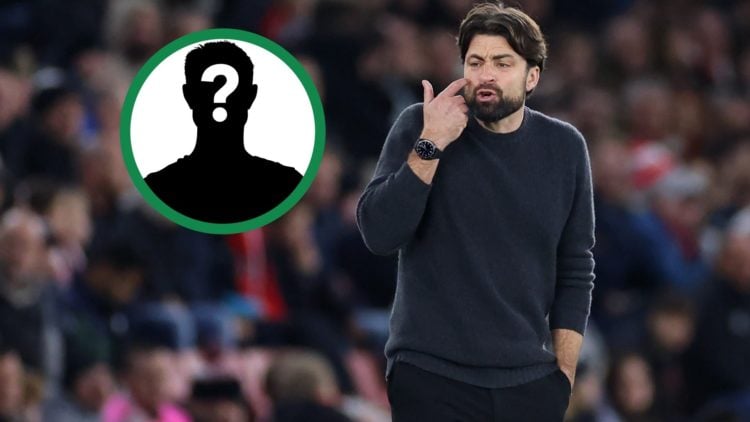 New Rangers manager Russell Martin in charge of Southampton, including an inset of a mystery player.