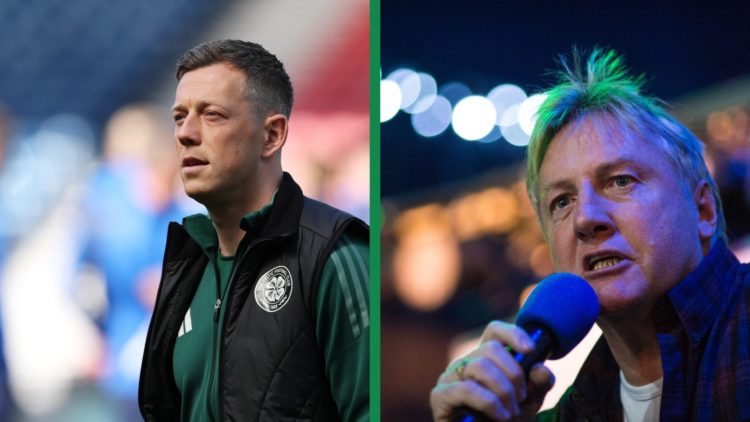 A split image of Celtic captain Callum McGregor at Hampden, and former Hoops player Frank McAvennie.