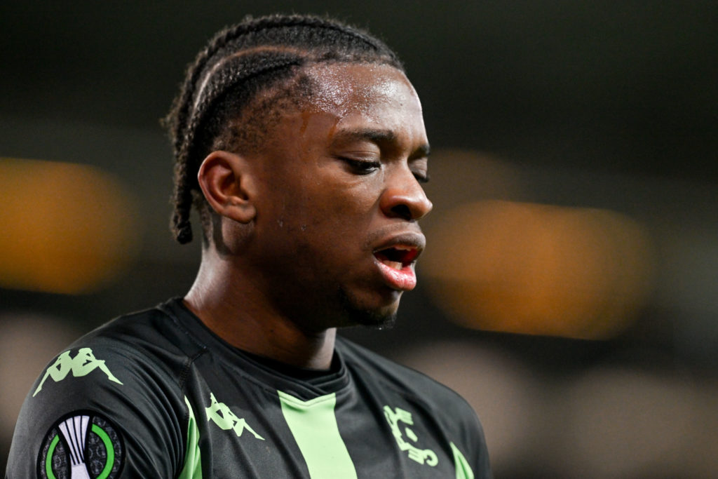 Flavio Nazinho (20) of Cercle pictured during the Round of 16 2nd leg game in the Uefa Conference League season 2024-2025 between Cercle Brugge KSV and Jagiellonia Bialystok