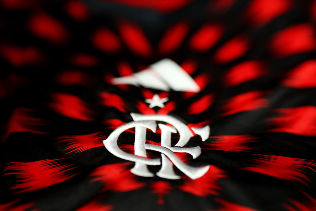 A detailed view of the CR Flamengo logo in the CR Flamengo dressing room prior to the FIFA Club World Cup 2025 group D match between Los Angeles Football Club and CR Flamengo at Camping World Stadium
